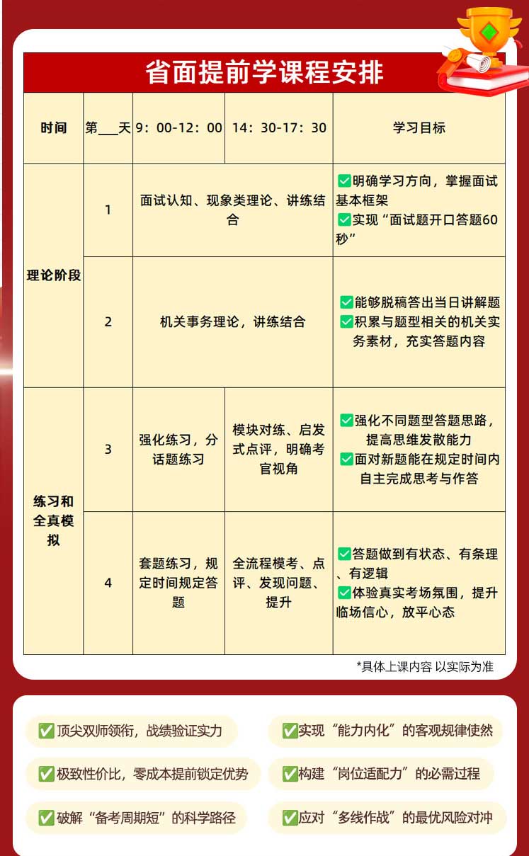 省面提前学课程介绍及特点